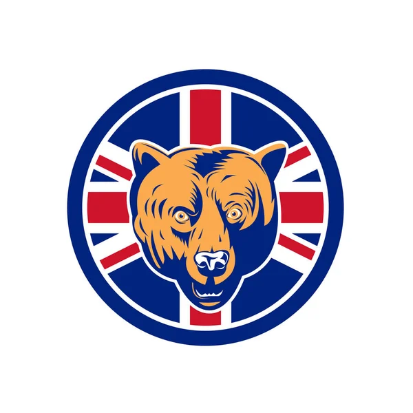 Oso británico Union Jack Flag Icon — Vector de stock