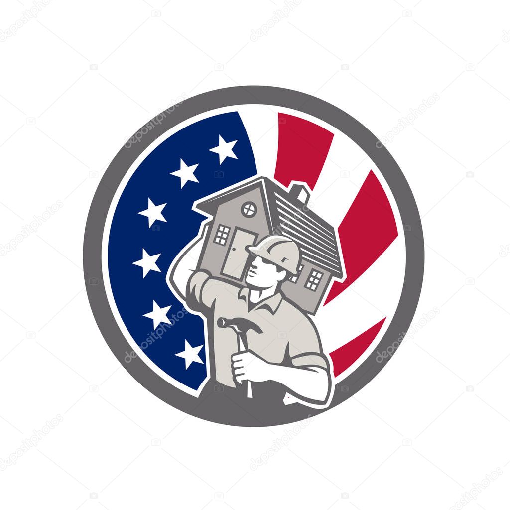 American Building Contractor USA Flag Icon