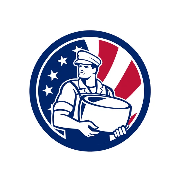 American Artisan Cheese Maker Icône drapeau des États-Unis — Image vectorielle