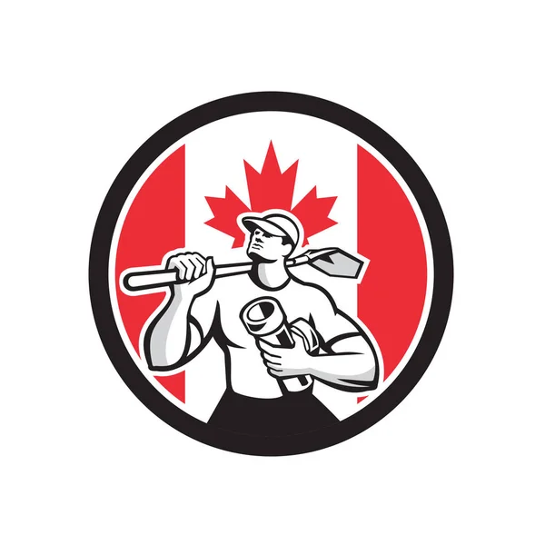 Kanadai Drainlayer-kanadai zászló ikonra — Stock Vector