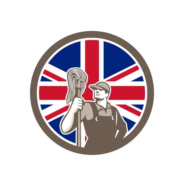 Limpiador industrial británico Union Jack Flag Icon — Vector de stock