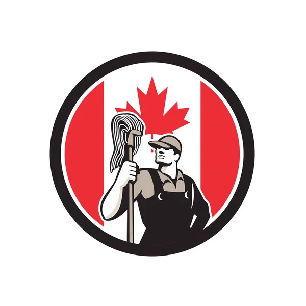 Canadian Industrial Cleaner Canada Flag Icon — Stock Vector