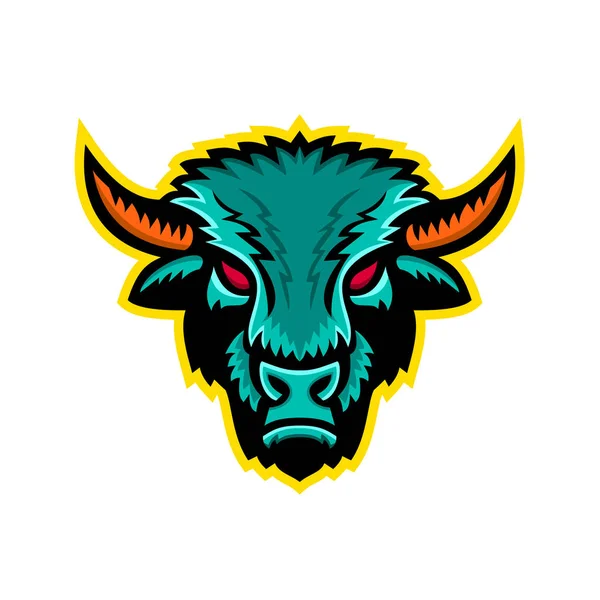 American Bison Head Sports Mascot — Stock Vector