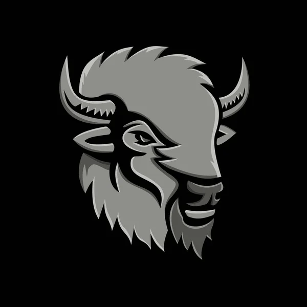 Icona metallica testa bisonte americano — Vettoriale Stock