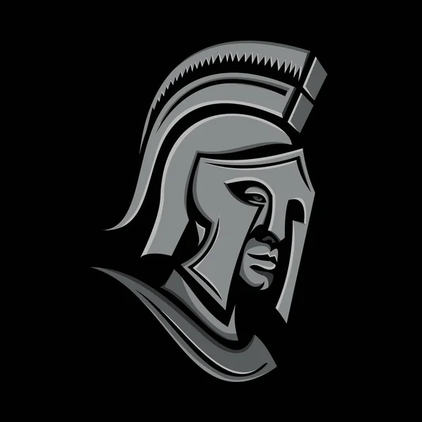 Spartan Warrior Head Metallic Icon — Stock Vector