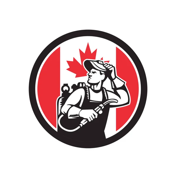 Icona canadese della bandiera canadese del saldatore — Vettoriale Stock