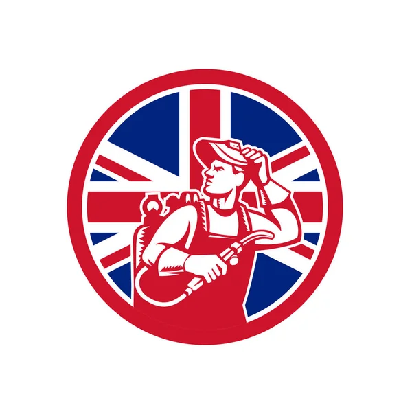 British Lit Operator Union Jack Flag Icône — Image vectorielle