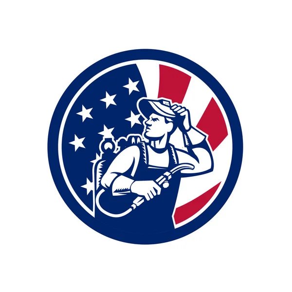 American Lit Operator USA Icona Bandiera — Vettoriale Stock