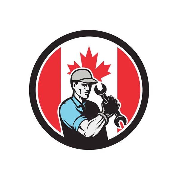 Canadian Mechanic Canada Flag Icon — Stock Vector