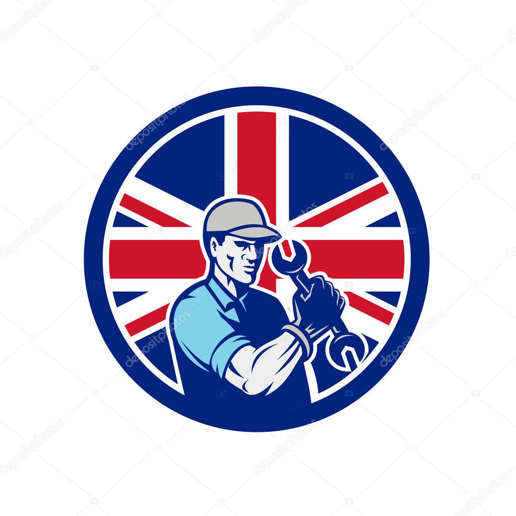 British Auto Mechanic Union Jack Flag Icon