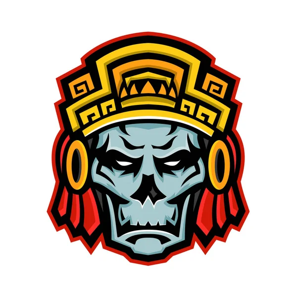 Aztec krigare skalle maskot — Stock vektor