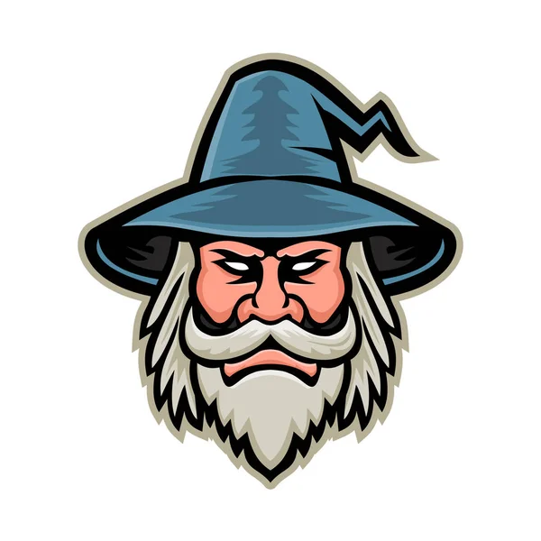 Wizard hoofd mascotte — Stockvector