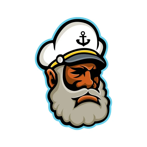Zwarte Zee Captain of schipper mascotte — Stockvector
