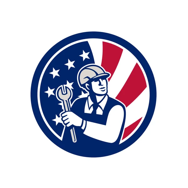 Icona bandiera USA ingegnere americano — Vettoriale Stock