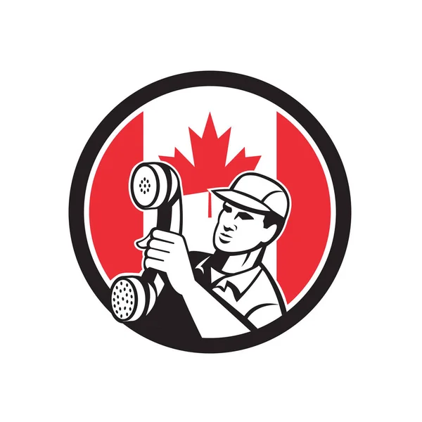 캐나다 전화 설치 수리 기술자 아이콘 — 스톡 벡터