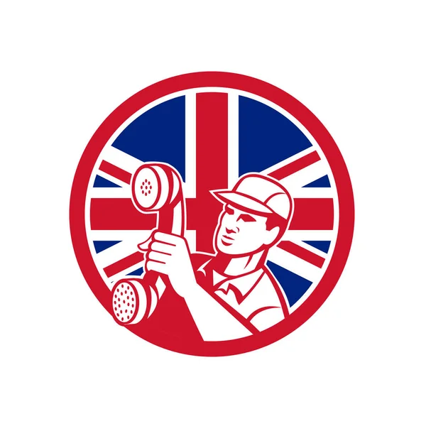 British Telephone Installation Repair Technician Icon — Stock Vector