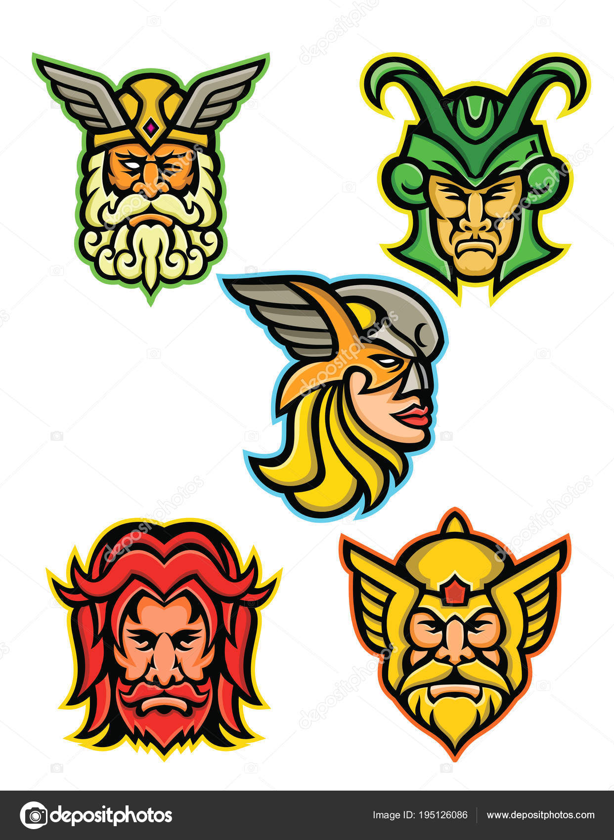 Norse Gods Mascot Collection Stock Image #195126086