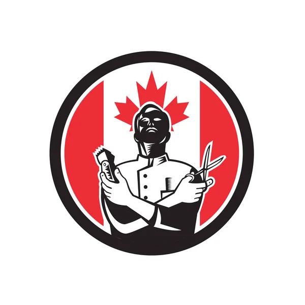 Kanada Barber Kanada Flag Icon - Stok Vektor