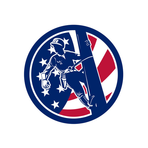 American Lineworker USA Flag Icon