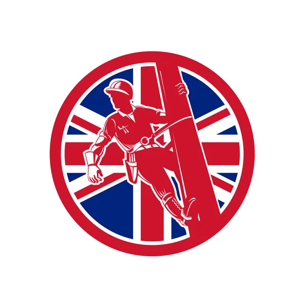 Icona britannica con bandiera Jack Union Linesman — Vettoriale Stock