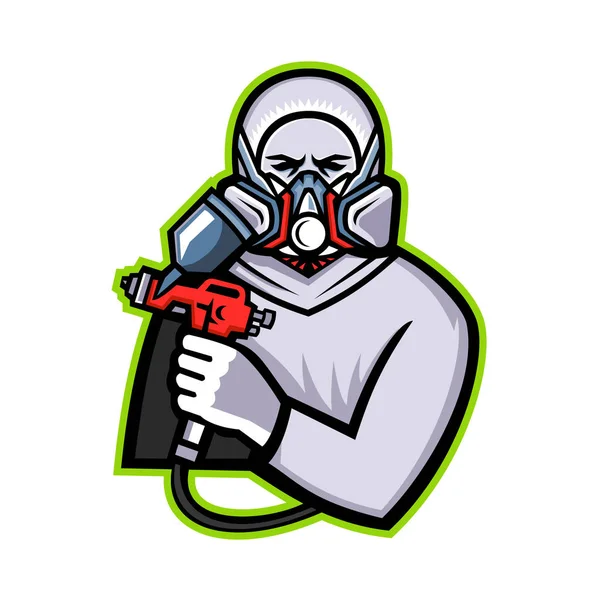 Industriële Spray schilder mascotte — Stockvector