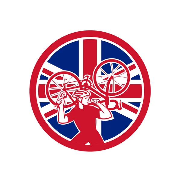 British Bike Mechanic Union Jack Bandeira Mascote —  Vetores de Stock