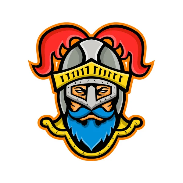 Ridder hoofd Front mascotte — Stockvector