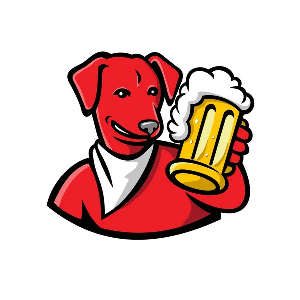 Mascotte rossa inglese della tazza della birra del cane del laboratorio — Vettoriale Stock