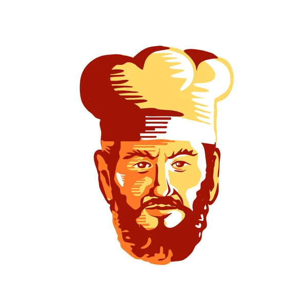 Hipster Cook Chef Beard Retro — Stock Vector