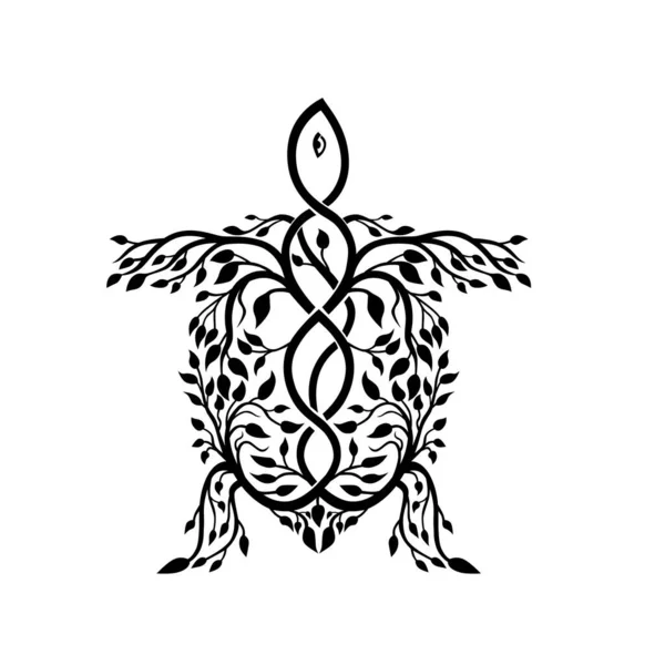 Keltische Knoop Gestileerde Illustratie Van Een Zeeschildpad Gedaan Vlechtwerk Knoopwerk — Stockvector