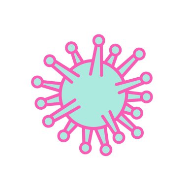 Koronavirüs, Covid-19 veya 2019-ncov hücrelerinin mono beyaz arka planda tek çizgi çizimi.