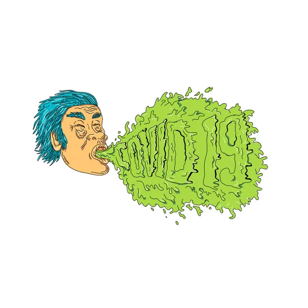 Grime Art Style Illustration Man Med Coronavirus Covid Eller 2019 — Stock vektor