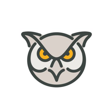 Tek sıra halinde, tek sıra halinde, kızgın büyük boynuzlu baykuşun başı önden tek sıra halinde, tek sıra halinde, tek sıra halinde beyaz arka planda görülüyor..