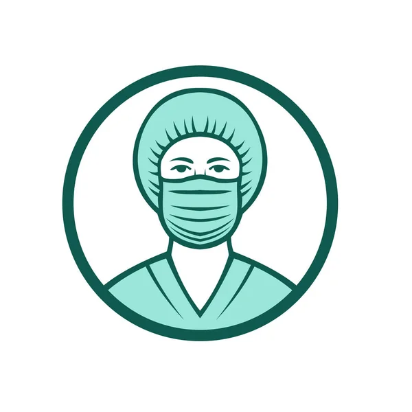 Icono Mascota Ilustración Del Busto Profesional Médico Enfermero Médico Médico — Vector de stock