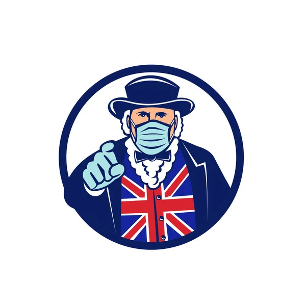 Mascot Icon Illustration John Bull National Personification United Kingdom England — Stock Vector