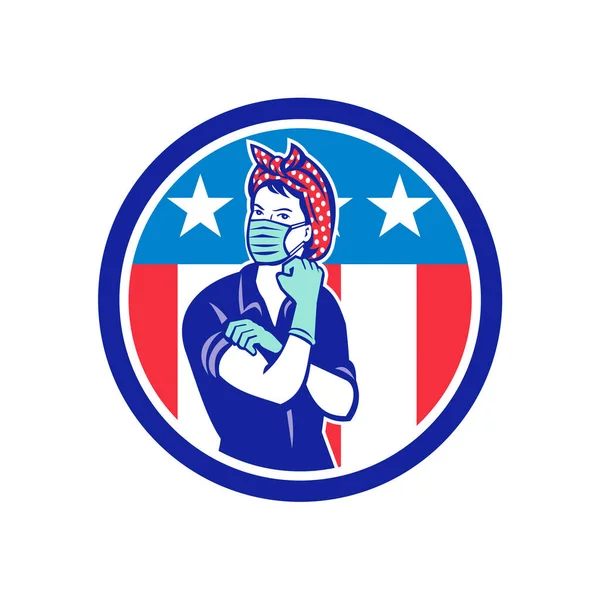Mascota Ilustración Rosie Remachador Como Médico Trabajador Esencial Atención Médica — Archivo Imágenes Vectoriales