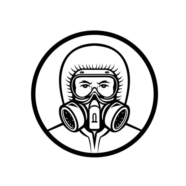 Ikona Maskotki Ilustracja Głowy Pracownika Medycznego Istotnego Lub Przemysłowego Noszącego — Wektor stockowy