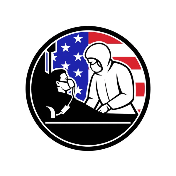 Иллюстрация Американского Врача Медсестры Медицинского Работника Носящего Средства Индивидуальной Защиты — стоковый вектор