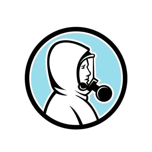 Icono Mascota Ilustración Trabajador Sanitario Profesional Médico Enfermero Trabajador Industrial — Vector de stock
