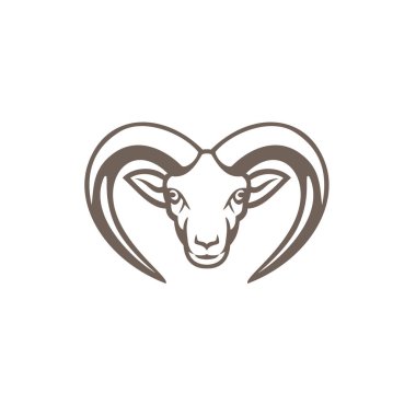 Mascot icon illustration of head of Armenian mouflon, Ovis orientalis gmelini, an endangered mouflon endemic to Iran, Armenia, and Azerbaijan viewed from front on isolated background in retro style. clipart