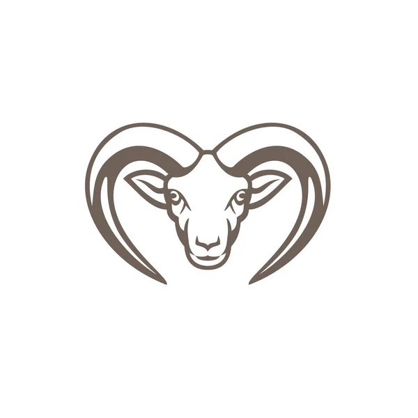 Icona Della Mascotte Illustrazione Della Testa Del Muflone Armeno Ovis — Vettoriale Stock
