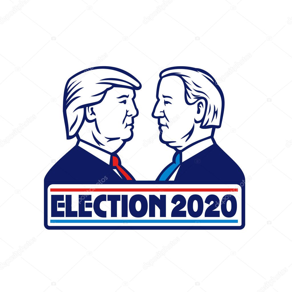 May 01, 2020, AUCKLAND, NEW ZEALAND: Mascot illustration of American presidential candidate for 2020 US election, Republican Donald Trump and Democrat Joe Biden on isolated background in retro style.