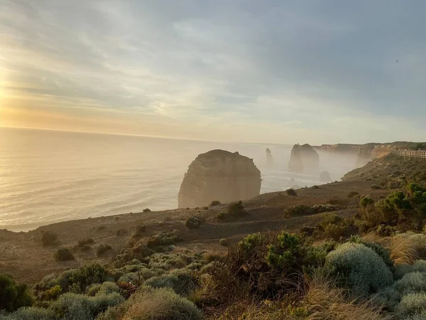 Foto Van Twaalf Apostelen Kalkstenen Rots Stapels Port Campbell National — Stockfoto