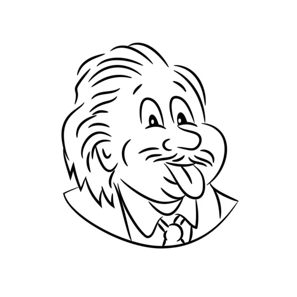 Приклад Чорного Білого Картуна Про Голову Ботаніка Альберта Ейнштейна Який — стоковий вектор