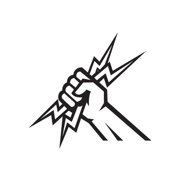 Black White Icon Illustration American Electrician Power Lineman Handyman Hand — стоковий вектор