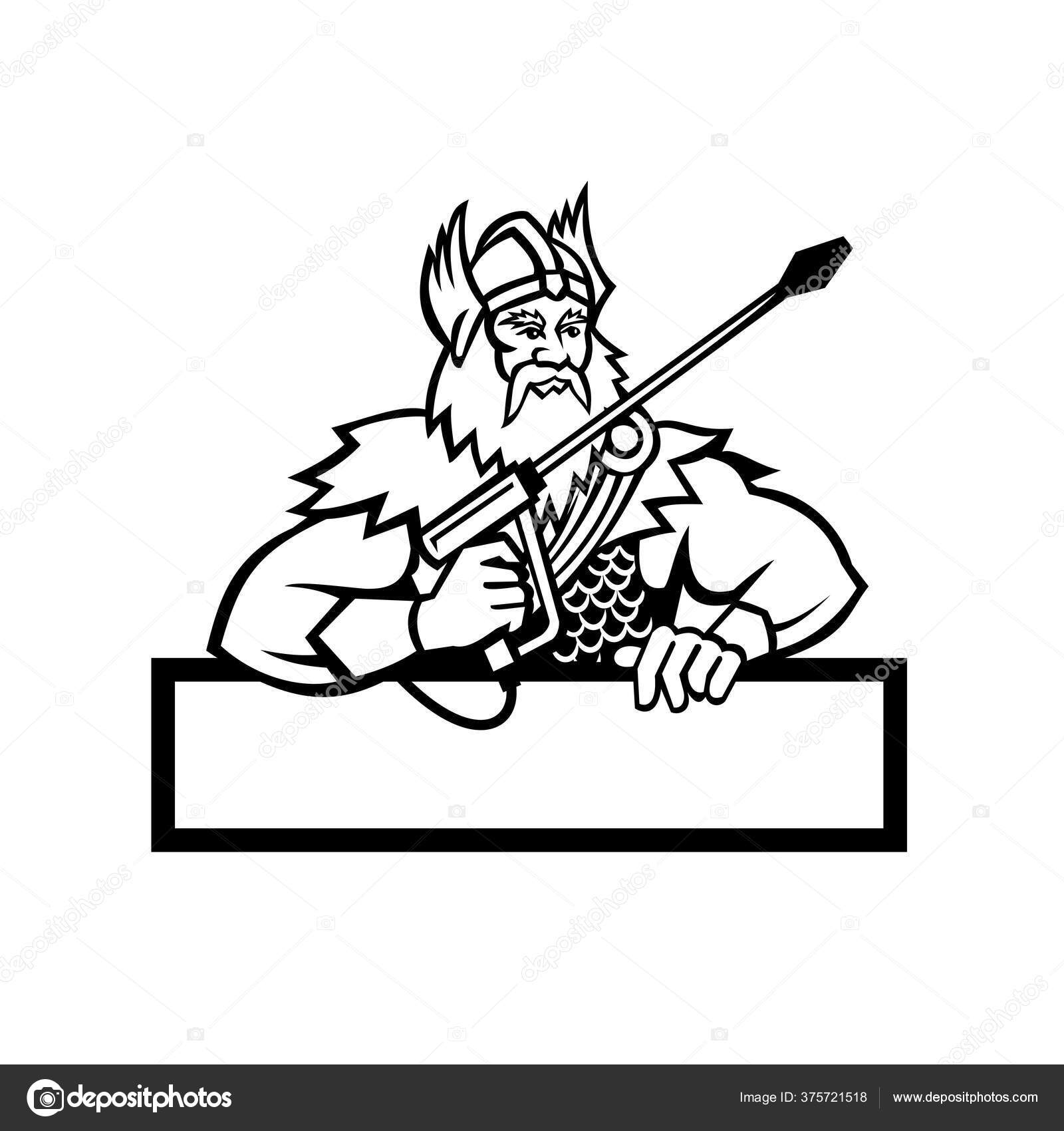 Black White Mascot Icon Illustration Norse God Thor Holding Pressure Stock  Vector Image by ©patrimonio #375721518