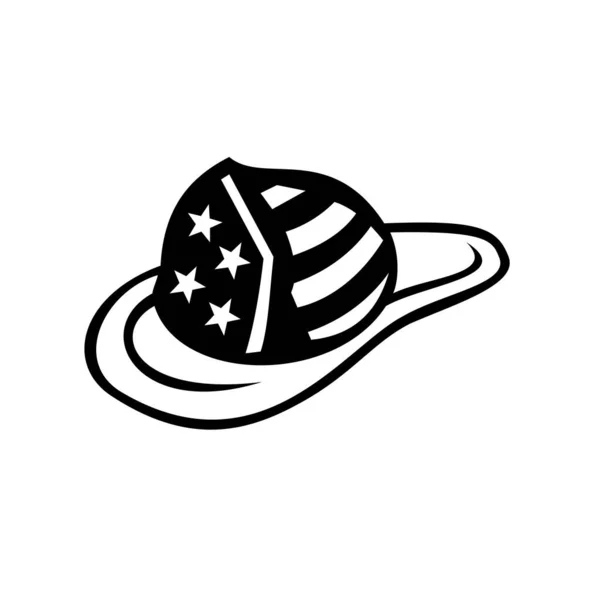 Иллюстрация Стиле Ретро Американского Пожарного Пожарного Шляпе Звездами Полосками Словами — стоковый вектор
