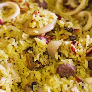 Paella içinde yakın çekim