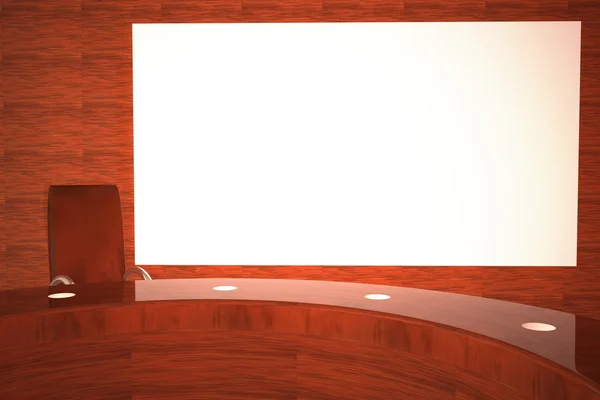 Tv studio with big white screen — Stock Photo, Image