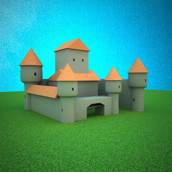 緑の芝生の上の中世の城 — ストック写真
